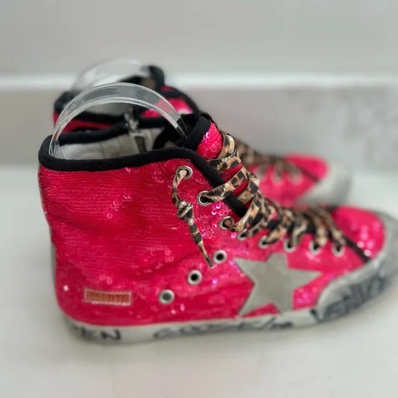 GOLDEN GOOSE Francy High Top Chuck Style Pink Sparkles Size 39 IT 9 US RARE - Picture 5 of 11